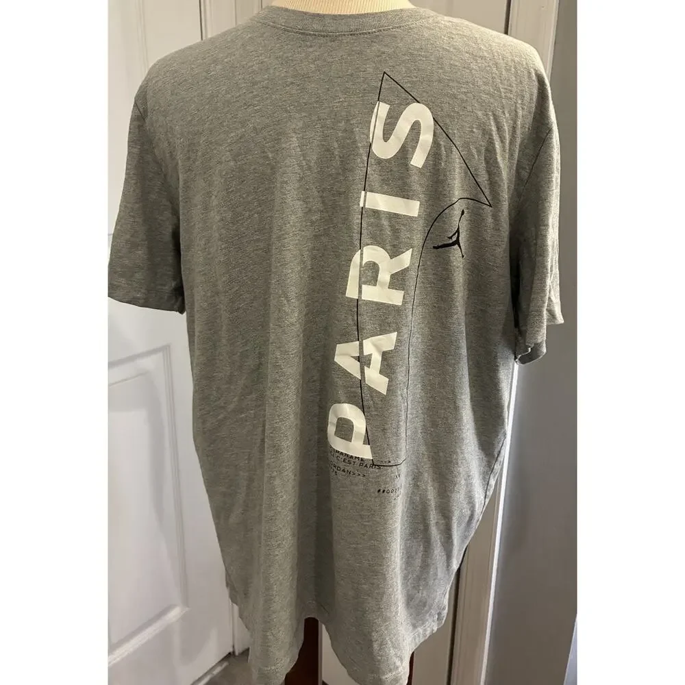 Jordan Brand x Paris Saint-Germain Grey Wordmark Graphic Tee Size Large